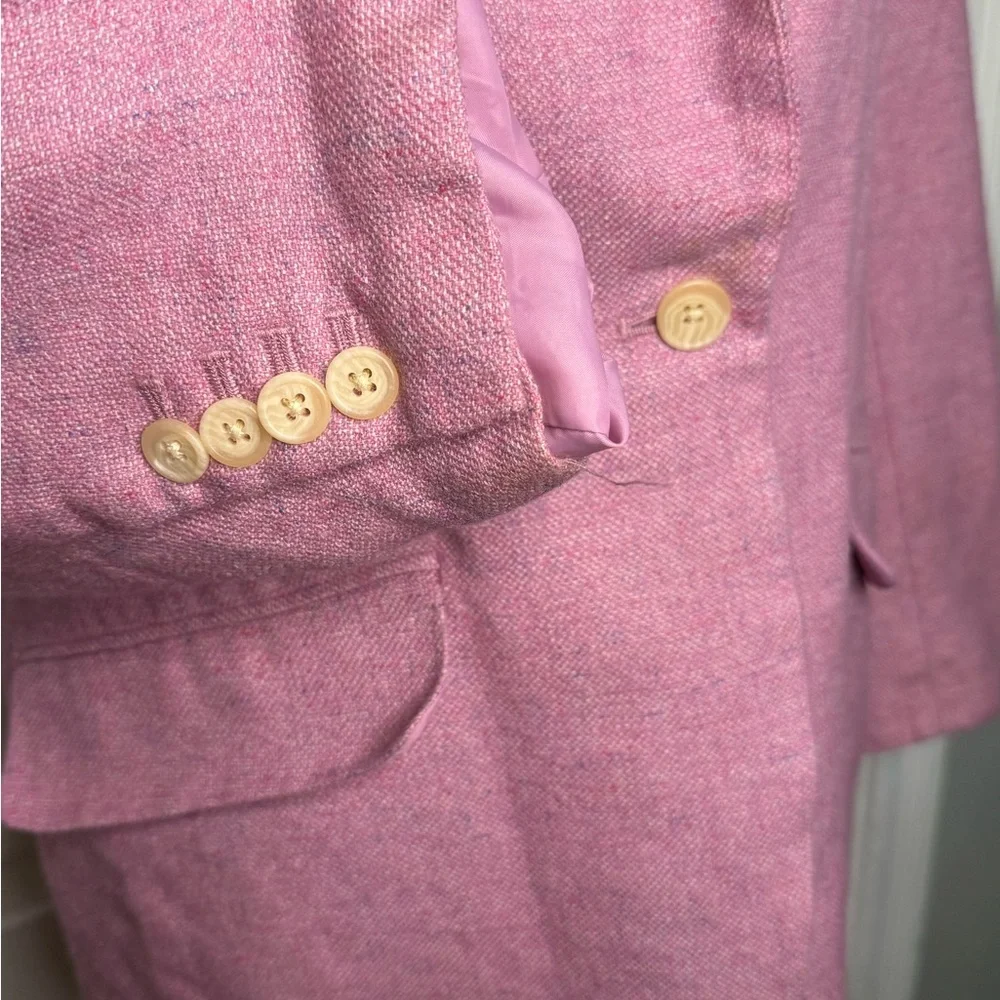 Lands' End Classic Pink Blazer‎ Wool Blend Size 14 - Picture 4 of 7